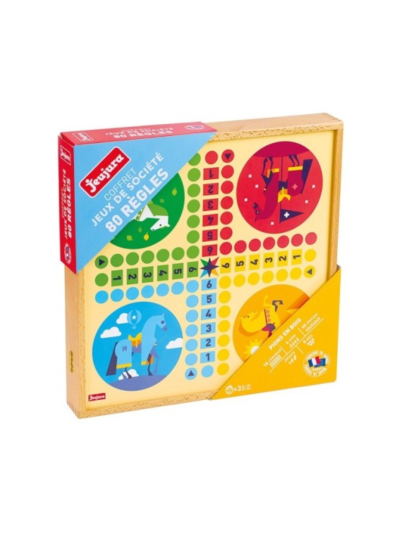 Coffret de Jeux classiques - 80 règles - pions en bois