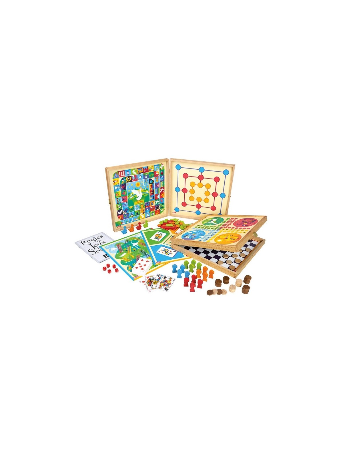 Coffret de Jeux classiques - 80 règles - pions en bois