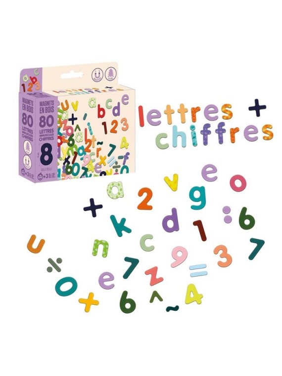 Magnets bois 80 lettres minuscules et chiffres