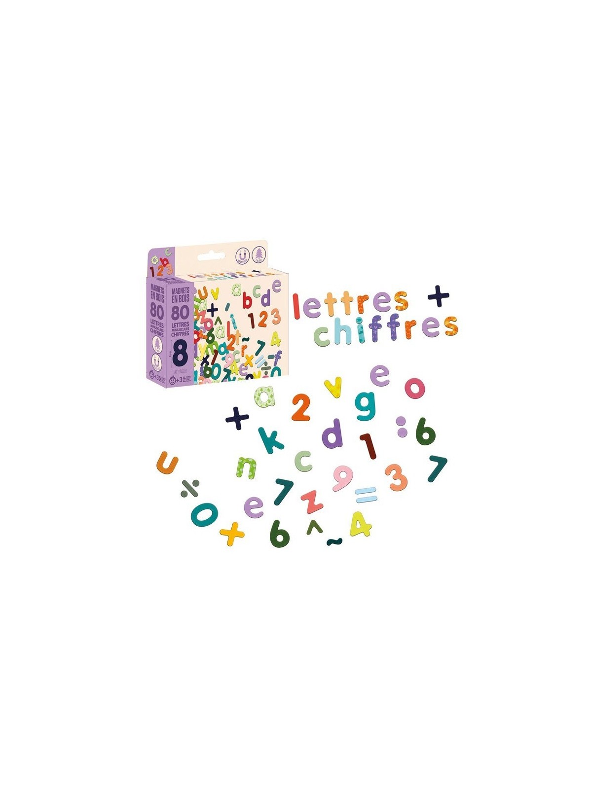 Magnets bois 80 lettres minuscules et chiffres