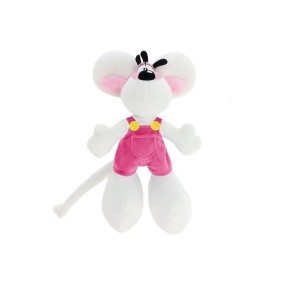 Porte-clés peluche Diddl en salopette Rose 15cm