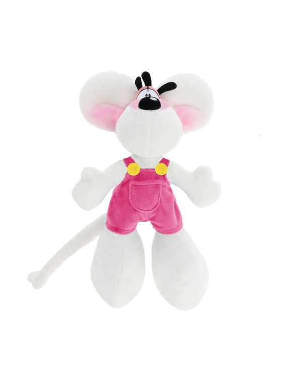 Porte-clés peluche Diddl en salopette Rose 15cm