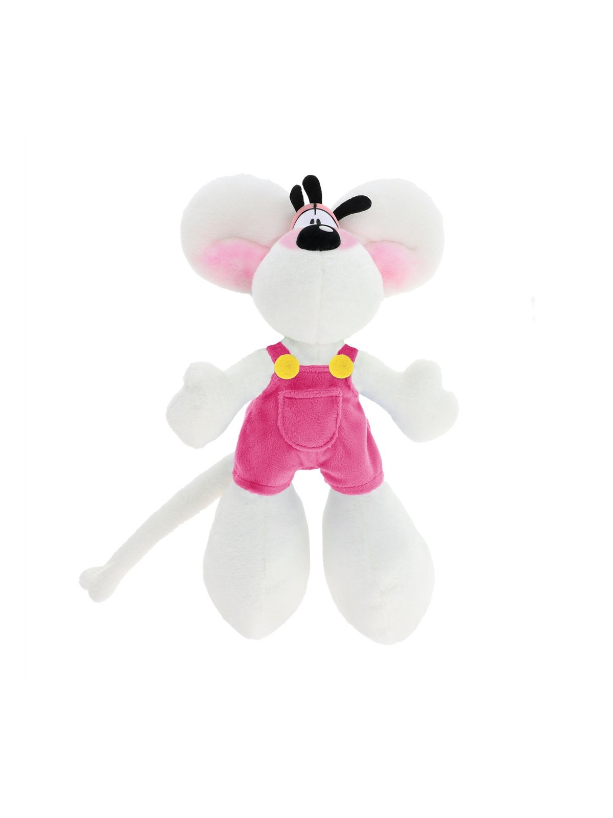 Porte-clés peluche Diddl en salopette Rose 15cm