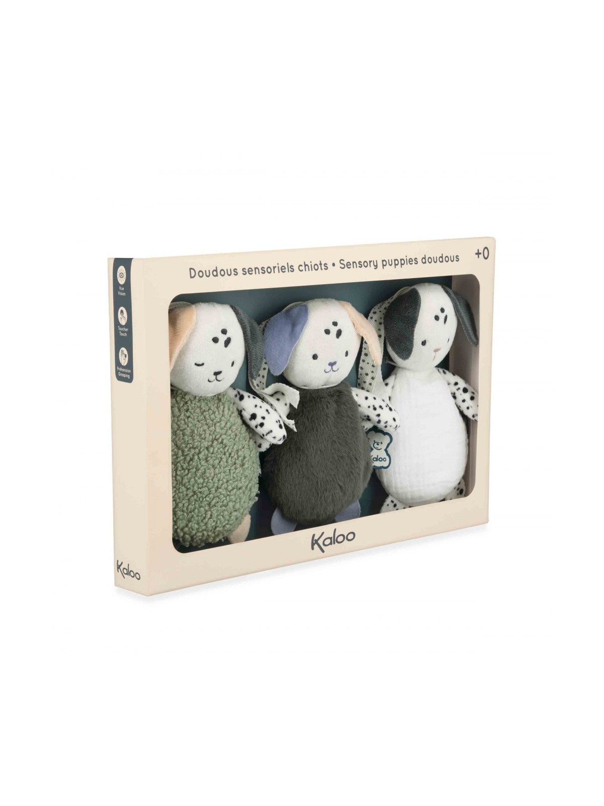 Doudous sensoriels chiots pour bébé (Set de 3)